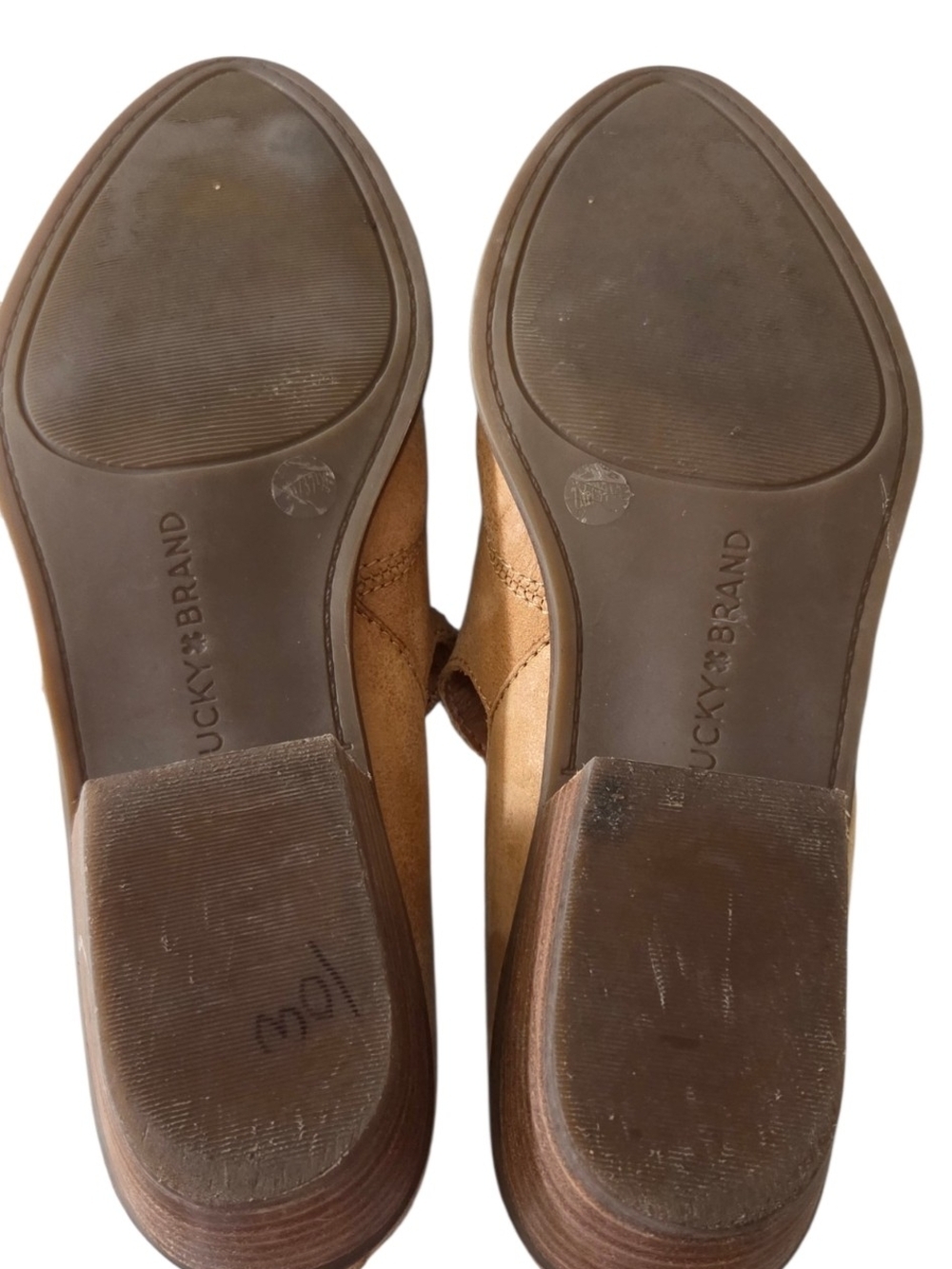 Lucky Brand Mahzan Leather Loafers Women's Size 7M Tan Pointed Toe Slip On - Picture 5 of 8